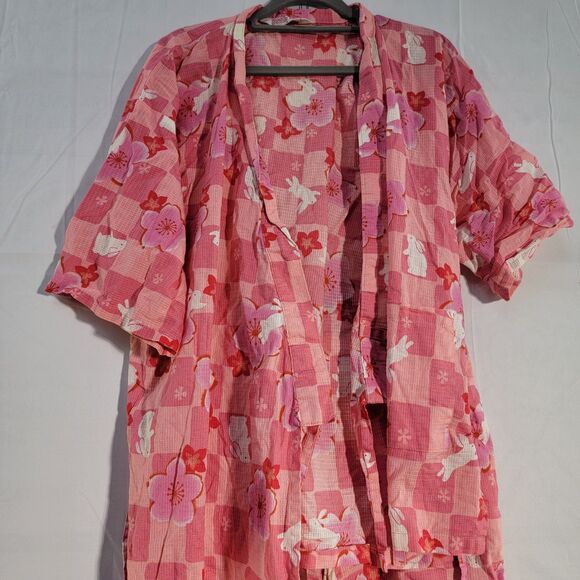 Beach Time 2 Piece Outfit Set Pink 100% Cotton Top & Bottom Shorts Women's Sz M - Picture 6 of 9